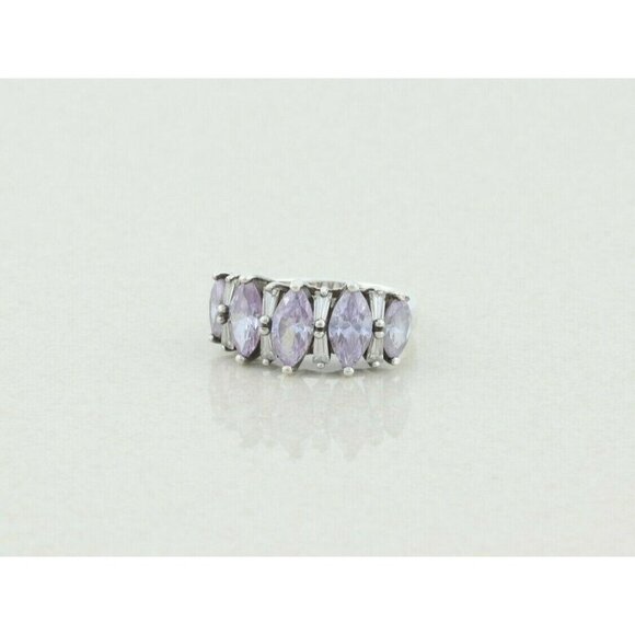 Sterling Silver Purple and White CZ Ring Size 7 1/4 - Picture 6 of 8